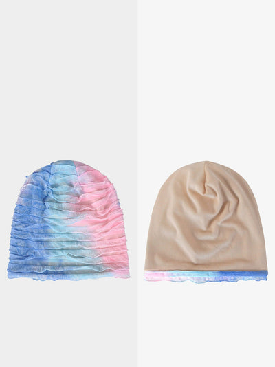 Women Summer Pure Color Shirred Hat