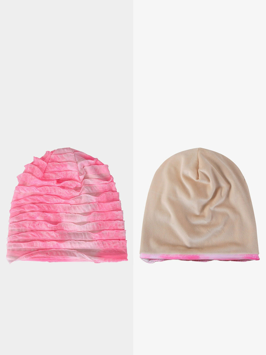 Women Summer Pure Color Shirred Hat