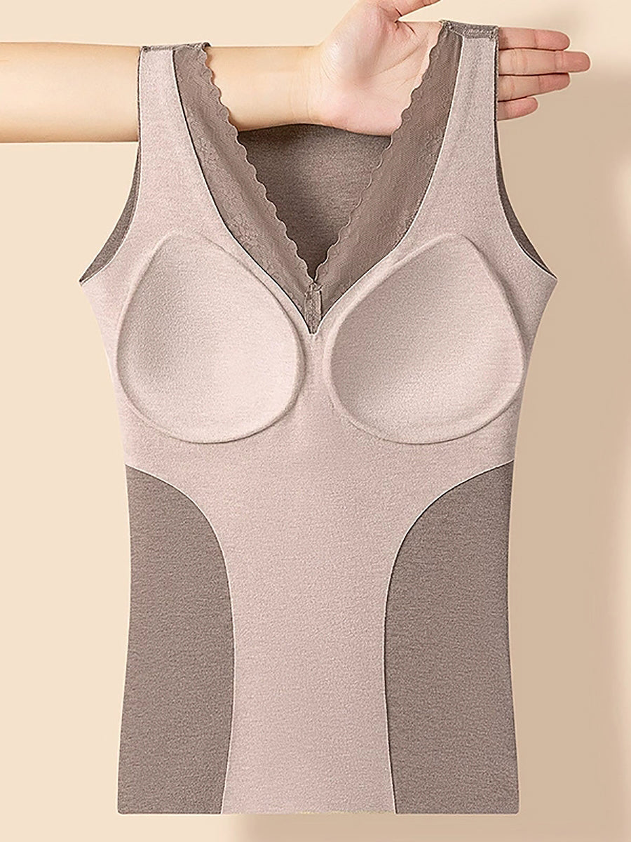 Women Autumn Casual Pure Color V-Neck Bottom Vest