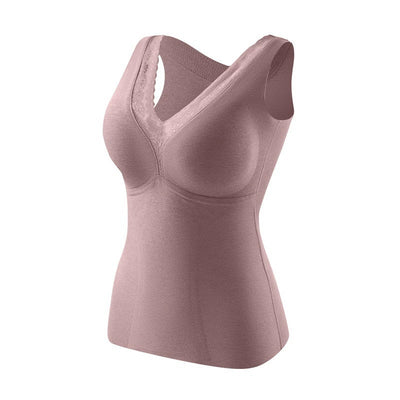 Women Autumn Casual Pure Color V-Neck Bottom Vest