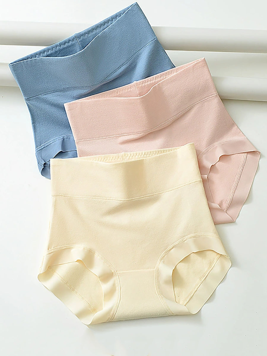 5 Pieces Women High Waist Pure Color Cotton Underwear