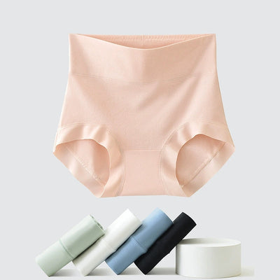 5 Pieces Women High Waist Pure Color Cotton Underwear