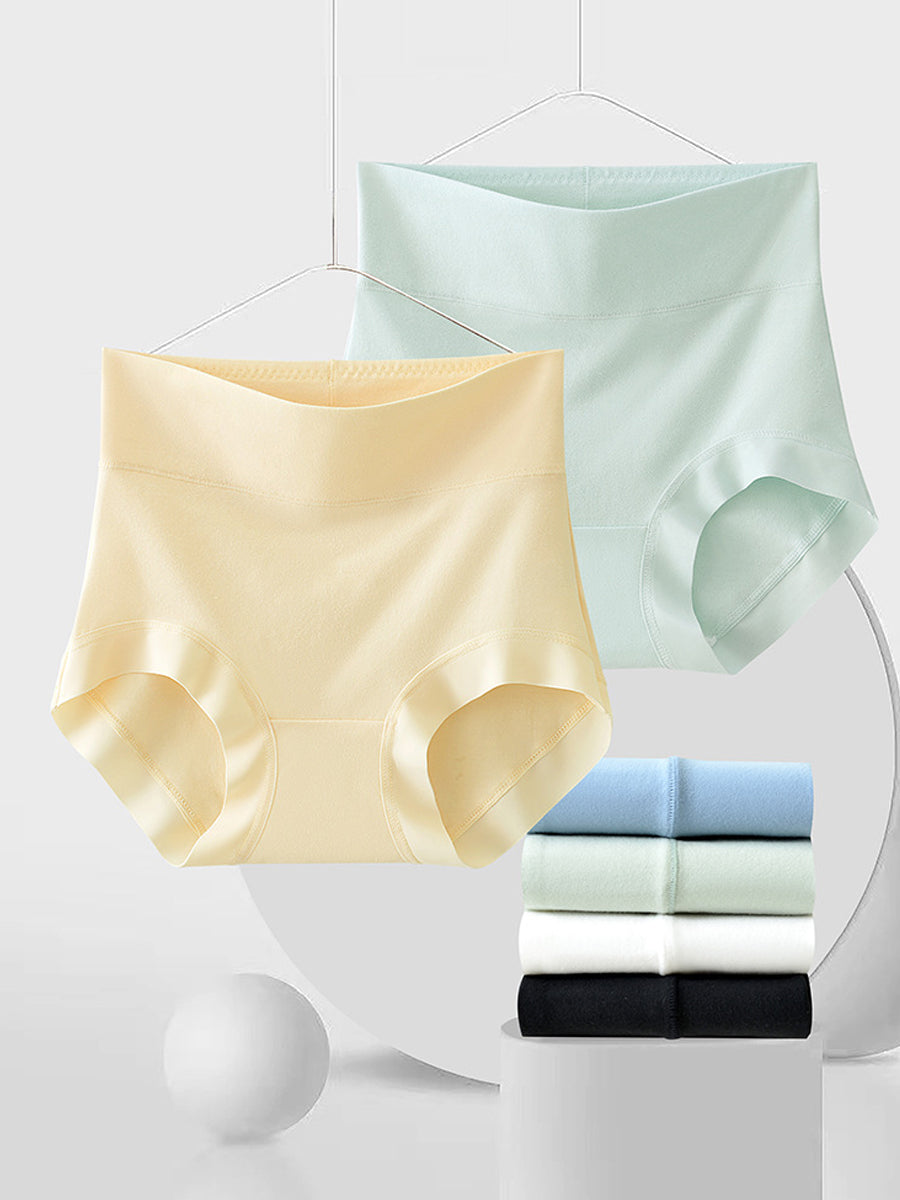 5 Pieces Women High Waist Pure Color Cotton Underwear