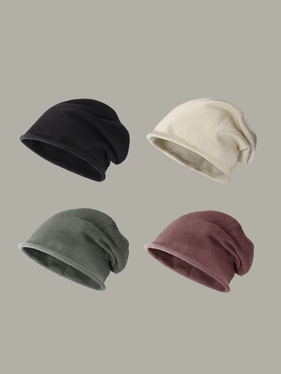 Women Autumn Casual Pure Color Knitted Hat