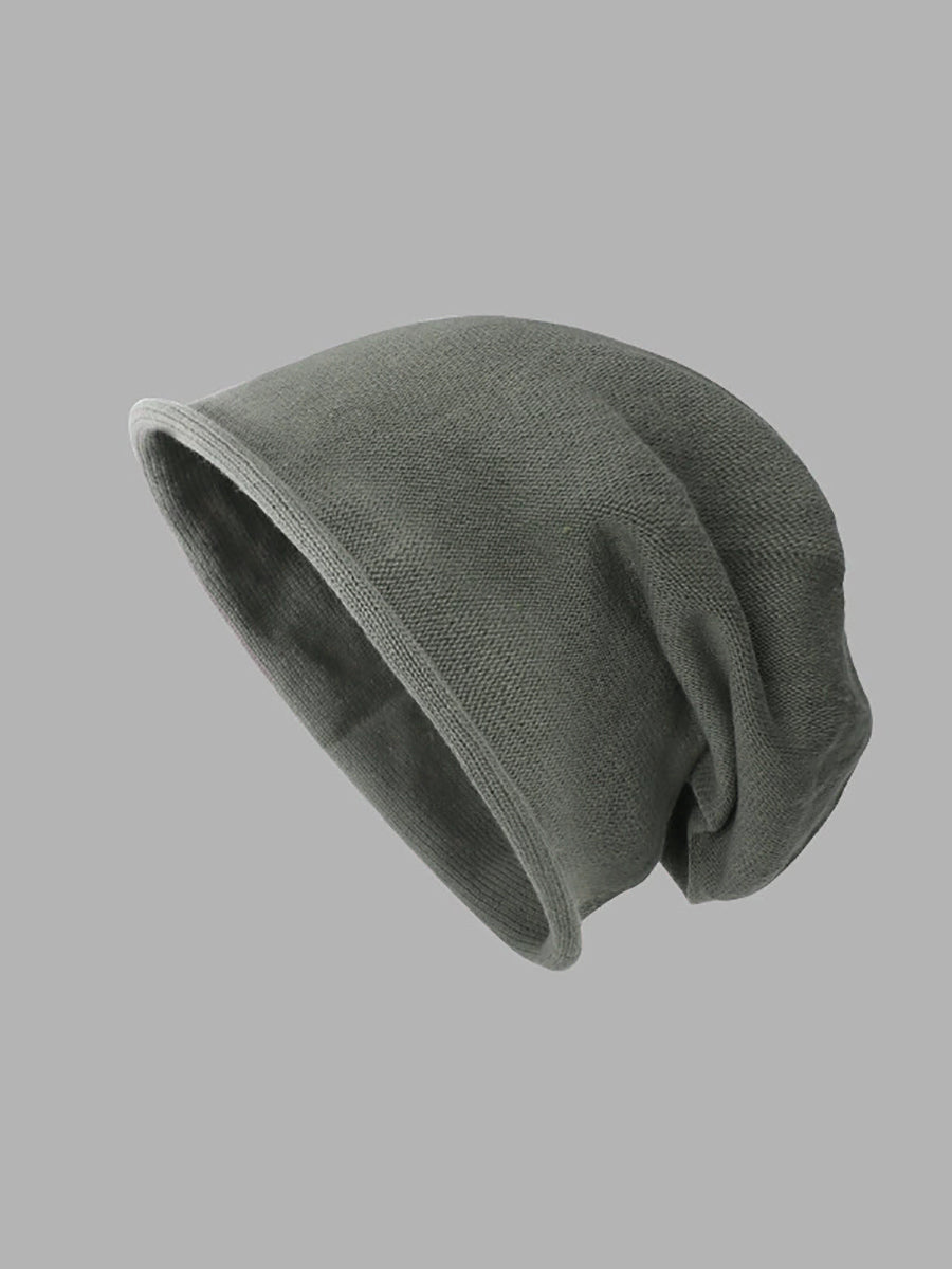 Women Autumn Casual Pure Color Knitted Hat