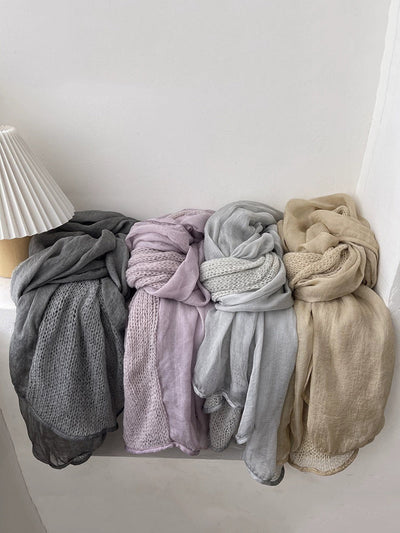 Women Autumn Kniited Spliced Shawl Scarf