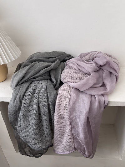 Women Autumn Kniited Spliced Shawl Scarf