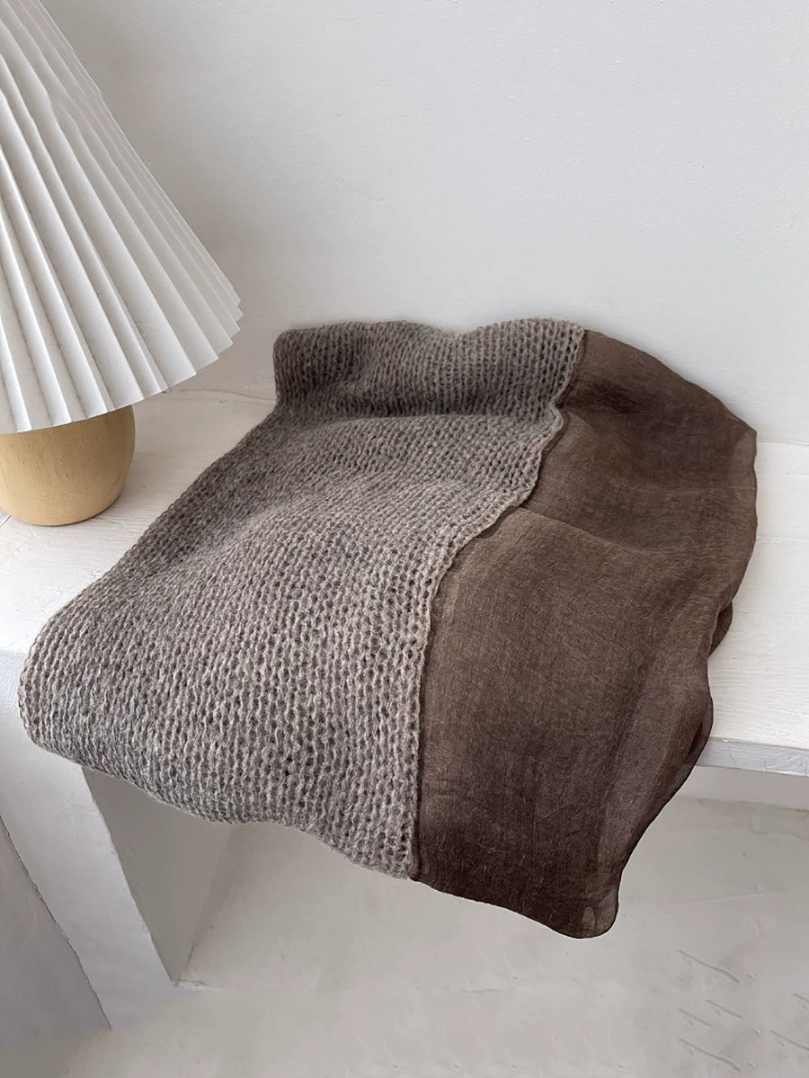 Women Autumn Kniited Spliced Shawl Scarf