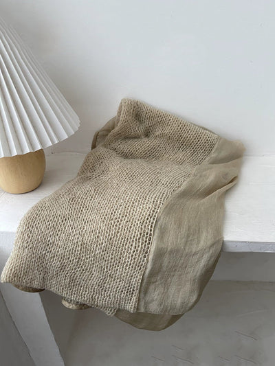 Women Autumn Kniited Spliced Shawl Scarf