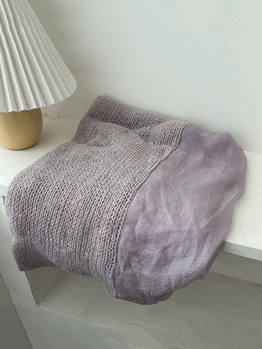 Women Autumn Kniited Spliced Shawl Scarf