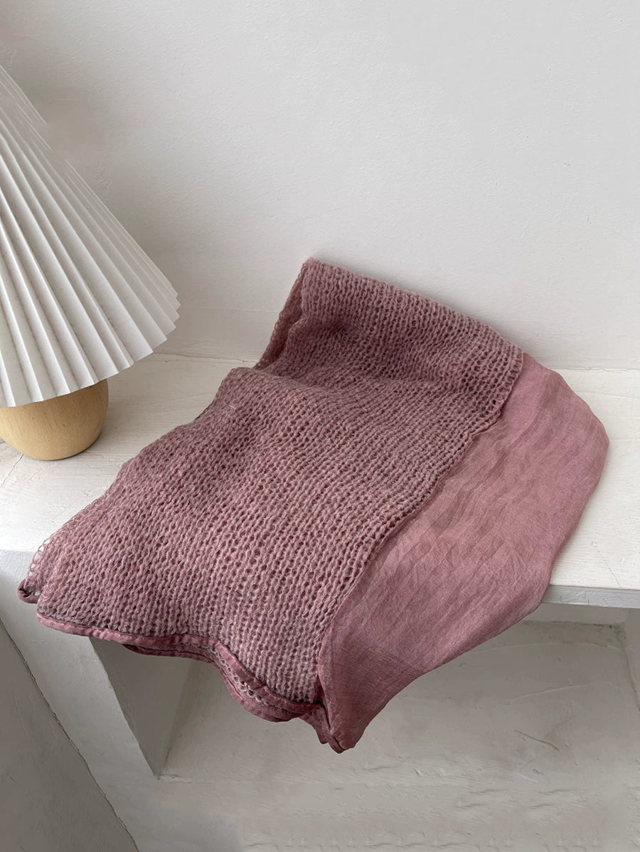 Women Autumn Kniited Spliced Shawl Scarf