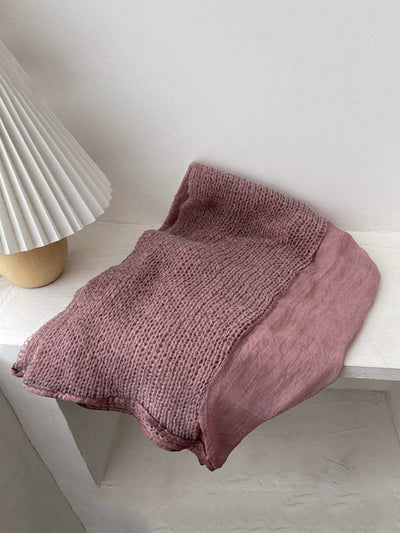 Women Autumn Kniited Spliced Shawl Scarf