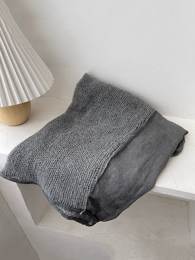 Women Autumn Kniited Spliced Shawl Scarf