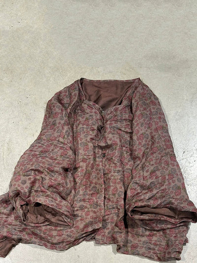 Women Artsy Floral Ramie O-Neck Shirt