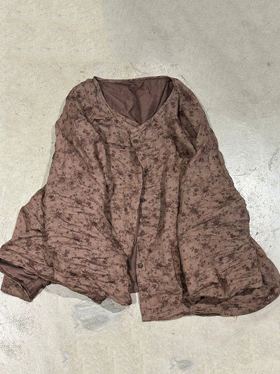 Women Artsy Floral Ramie O-Neck Shirt