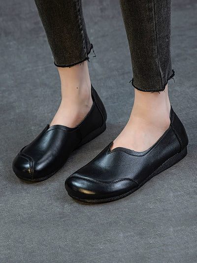 Women Autumn Vintage Genuine Leather Flat Shoes