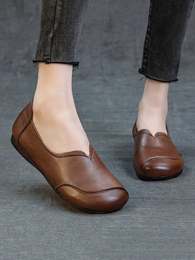 Women Autumn Vintage Genuine Leather Flat Shoes