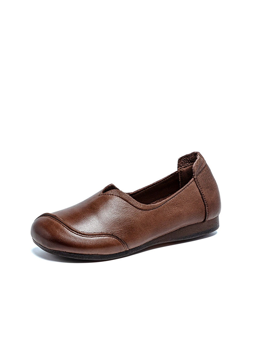 Women Autumn Vintage Genuine Leather Flat Shoes