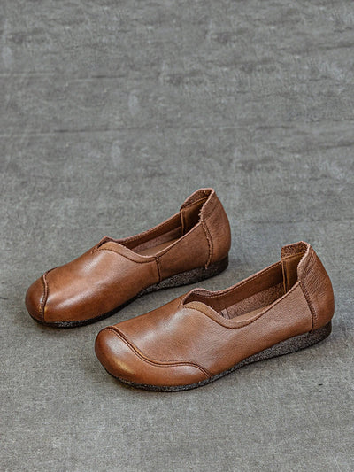 Women Autumn Vintage Genuine Leather Flat Shoes