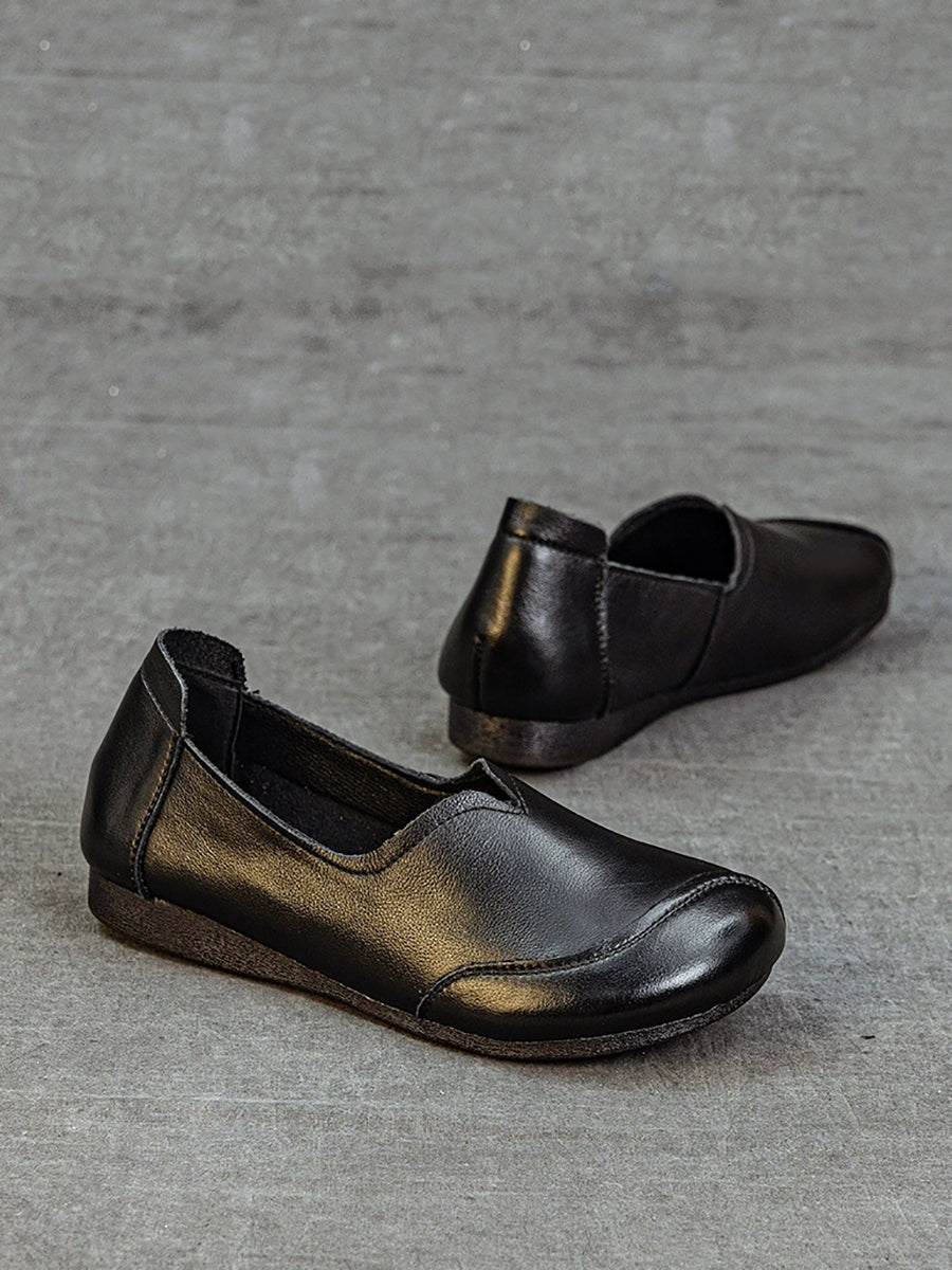Women Autumn Vintage Genuine Leather Flat Shoes