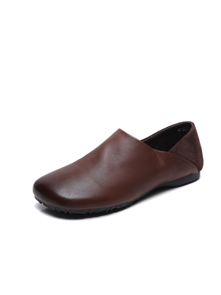 Women Casual Genuine Leather Spliced Flat Shoes