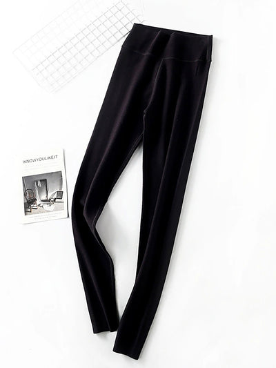 Women Autumn Warm Pure Color High Waist Leggings