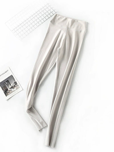 Women Autumn Warm Pure Color High Waist Leggings