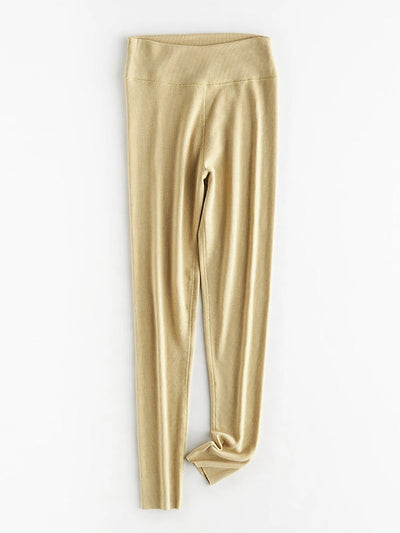 Women Autumn Warm Pure Color High Waist Leggings