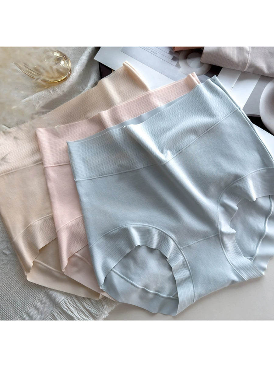5 Pieces Women High Waist Pure Color Cotton Underwear