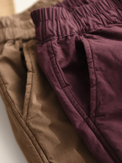 Women Autumn Pure Color Cotton Padded Harem Pants