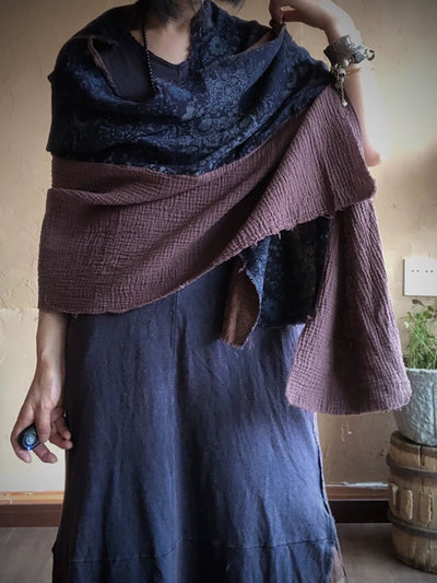 Women Ethnic Autumn Flower Spliced Shawl Scarf