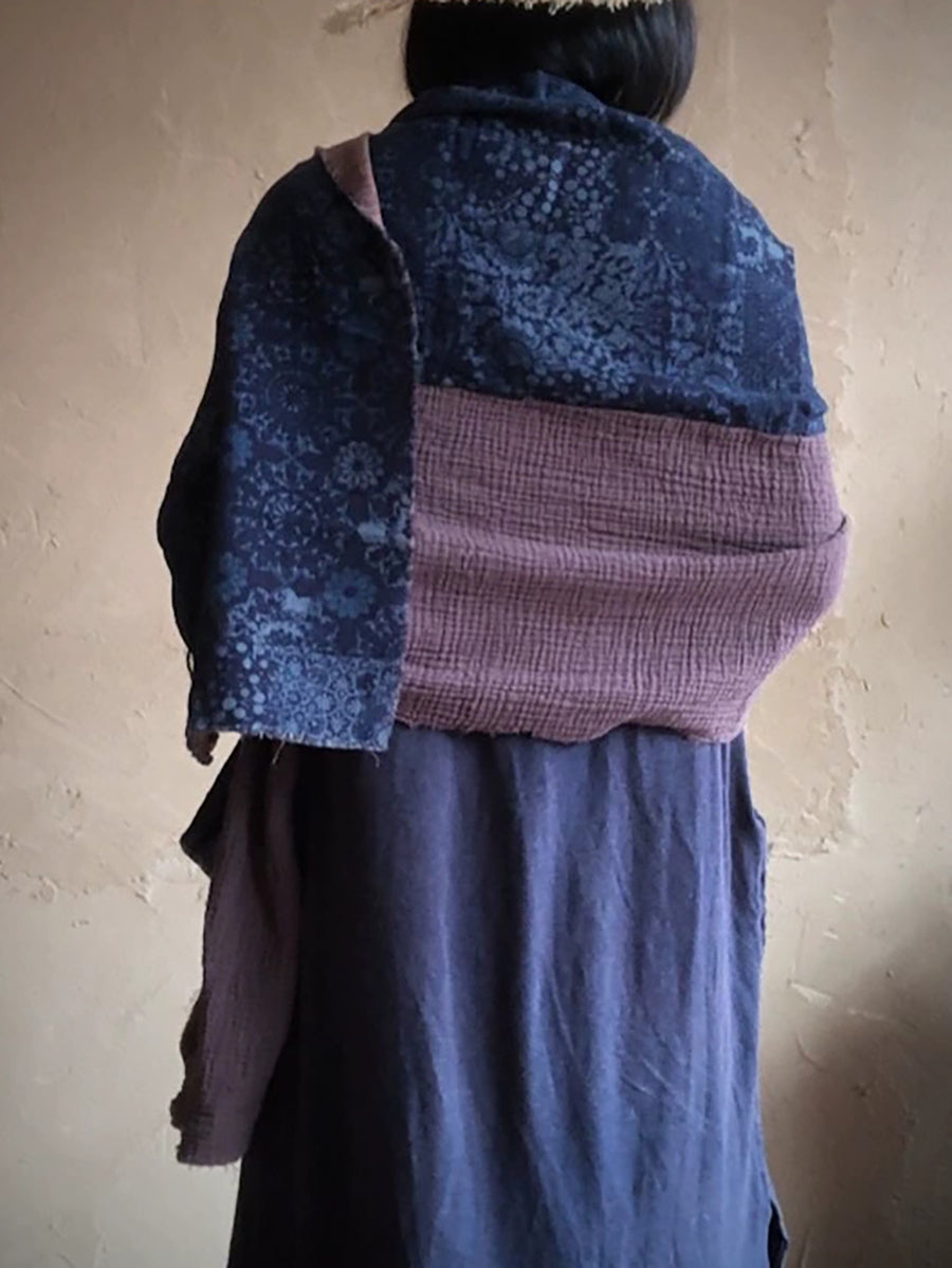 Women Ethnic Autumn Flower Spliced Shawl Scarf