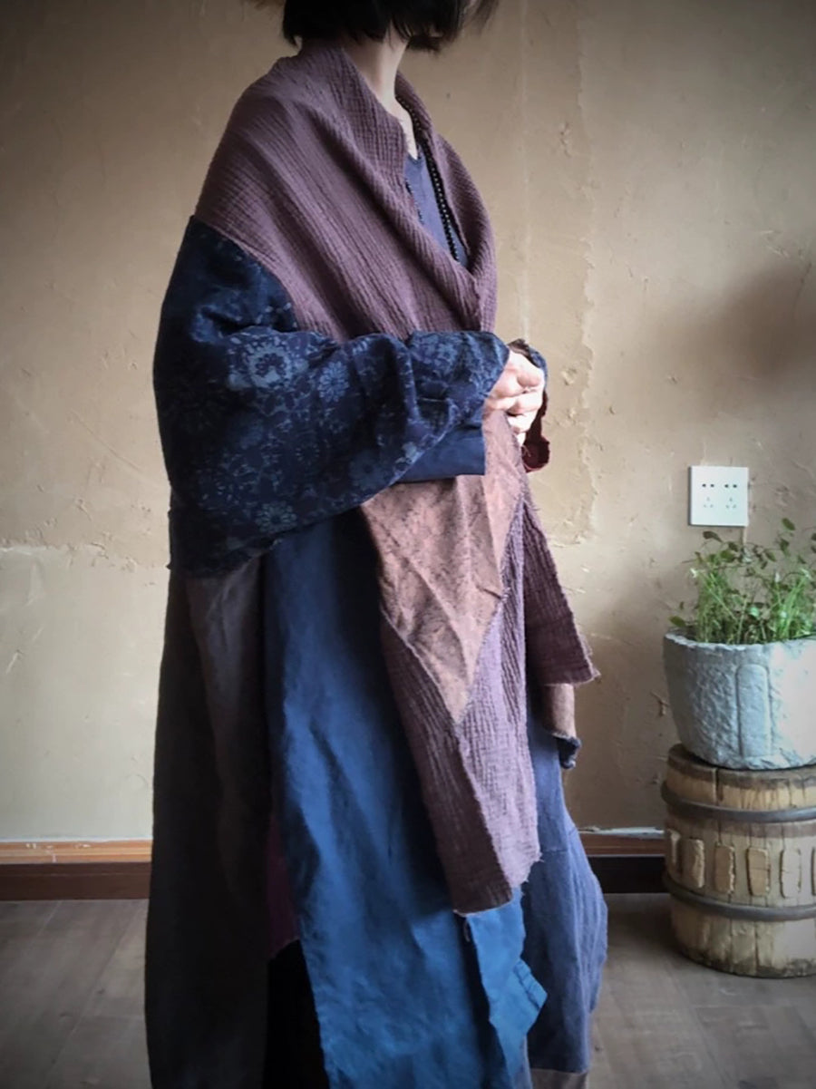 Women Ethnic Autumn Flower Spliced Shawl Scarf