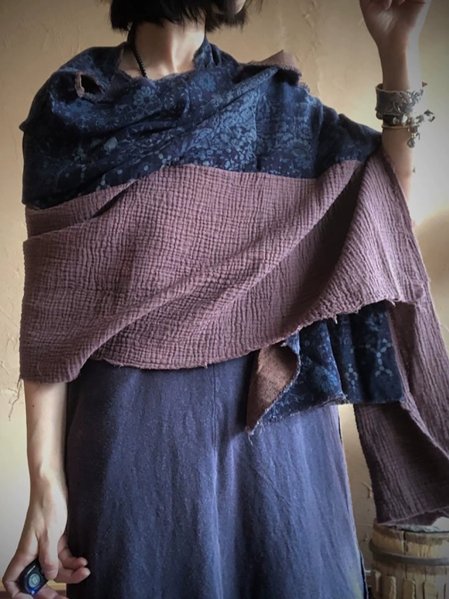 Women Ethnic Autumn Flower Spliced Shawl Scarf