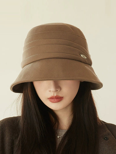 Women Autumn Casual Pure Color Warm Bucket Hat