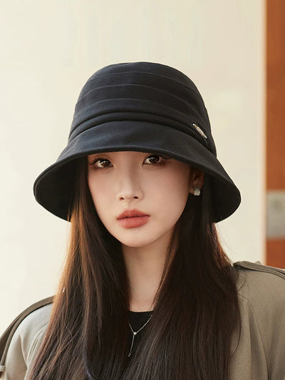 Women Autumn Casual Pure Color Warm Bucket Hat