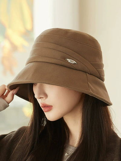 Women Autumn Casual Pure Color Warm Bucket Hat