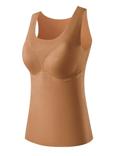 Women Autumn Casual Pure Color U-Neck Bottom Vest