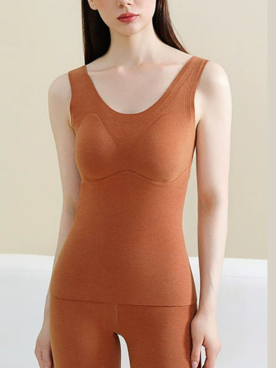 Women Autumn Casual Pure Color U-Neck Bottom Vest