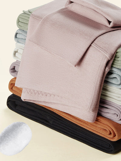 Women Autumn Warm Pure Color High Waist Leggings