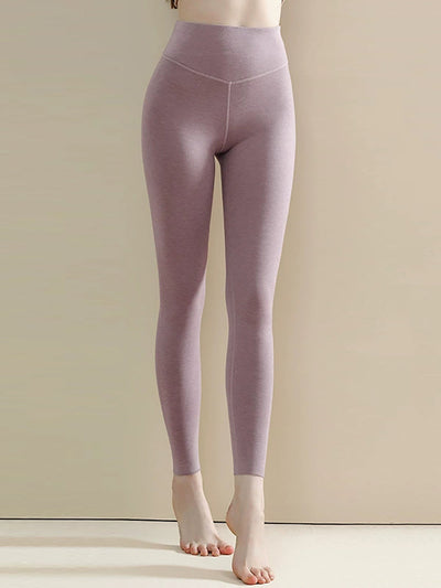 Women Autumn Warm Pure Color High Waist Leggings