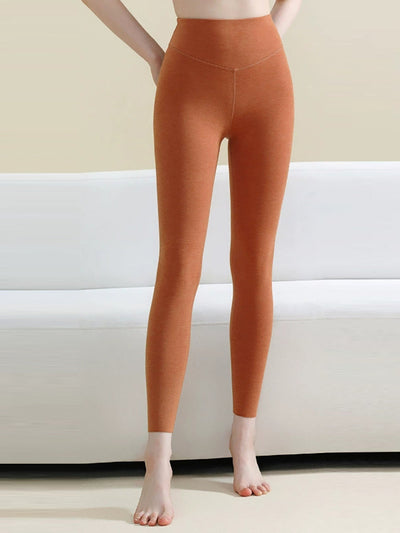 Women Autumn Warm Pure Color High Waist Leggings