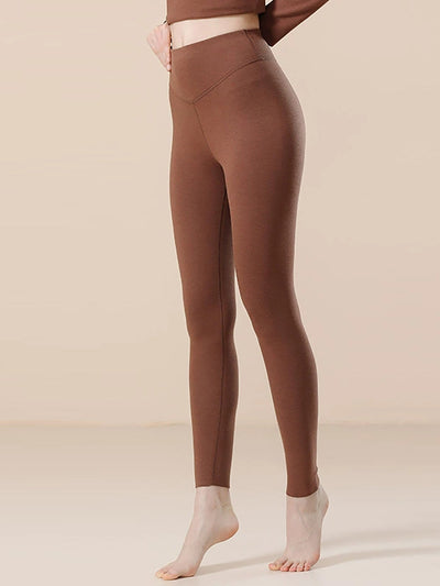 Women Autumn Warm Pure Color High Waist Leggings