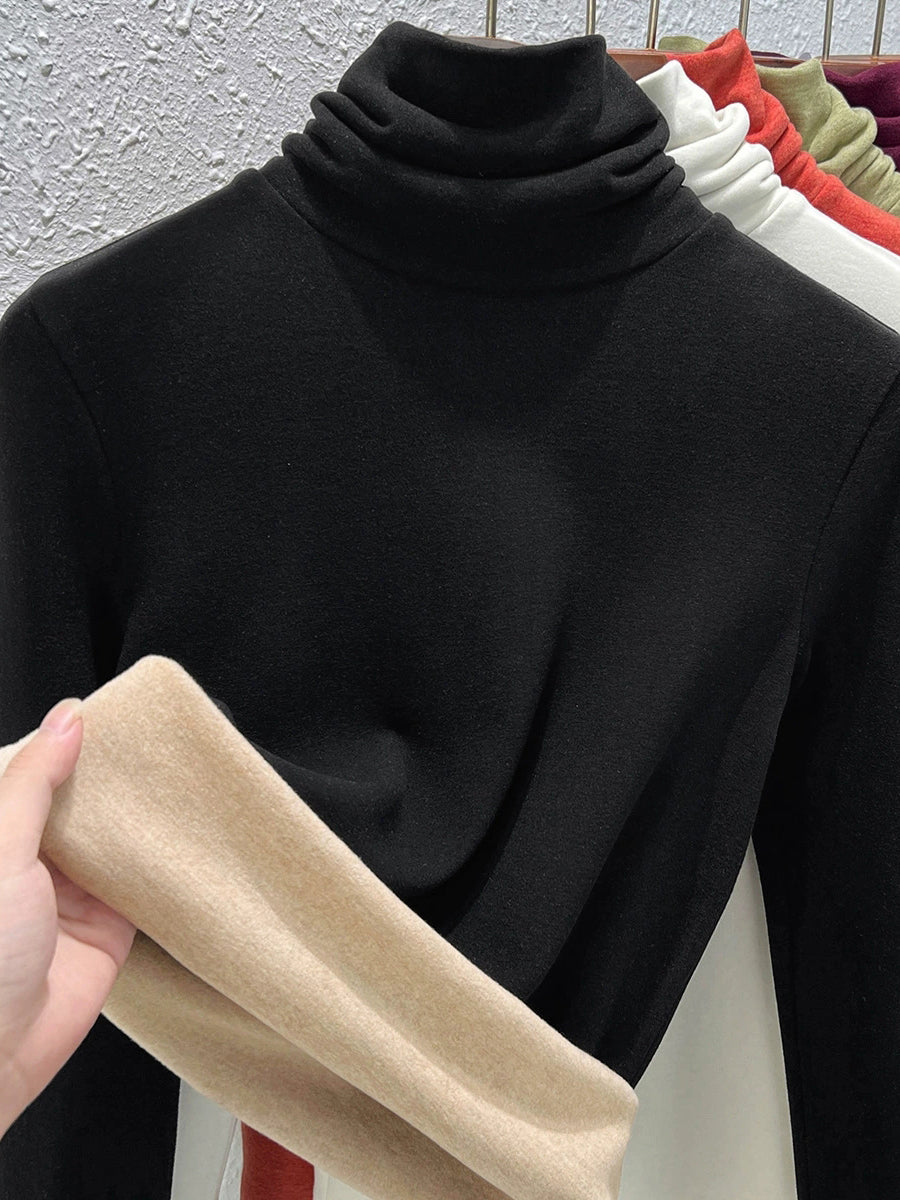 Women Autumn Casual Warm Turtleneck Bottom Blouse