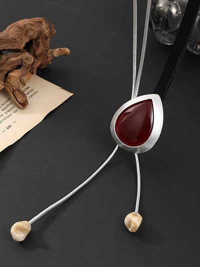 Women Fashion Alloy Stone Pandent Necklace