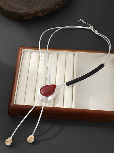 Women Fashion Alloy Stone Pandent Necklace