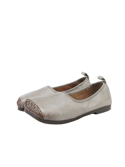 Women Autumn Soft Leather Square Toe Low Heel Shoes