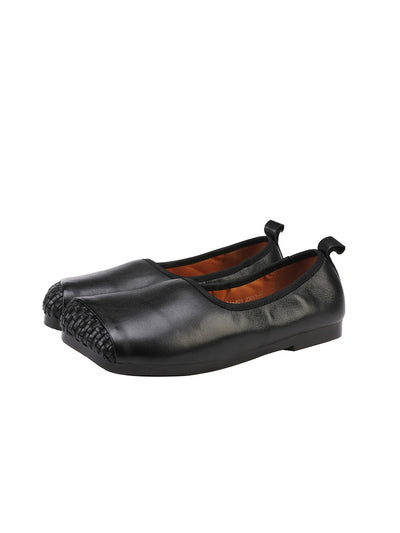 Women Autumn Soft Leather Square Toe Low Heel Shoes