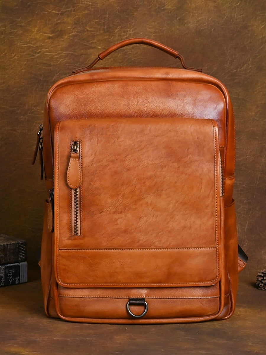 Women Vintage Leather Large Capacity Backpack