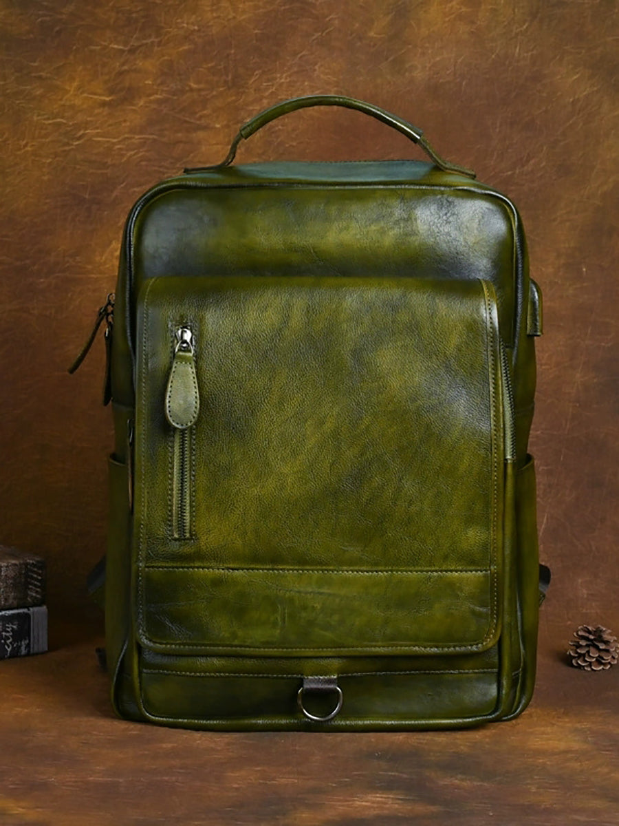 Women Vintage Leather Large Capacity Backpack